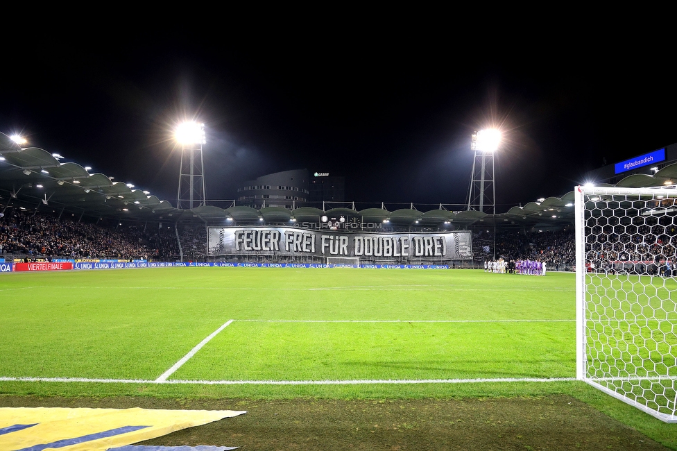 Sturm Graz - Austria Wien
OEFB Cup, Viertelfinale, SK Sturm Graz - FK Austria Wien, Stadion Liebenau Graz, 01.02.2025. 

Foto zeigt Fans von Sturm mit einer Choreografie
Schlüsselwörter: pyrotechnik