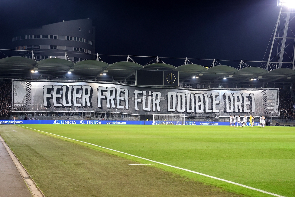 Sturm Graz - Austria Wien
OEFB Cup, Viertelfinale, SK Sturm Graz - FK Austria Wien, Stadion Liebenau Graz, 01.02.2025. 

Foto zeigt Fans von Sturm mit einer Choreografie
Schlüsselwörter: pyrotechnik