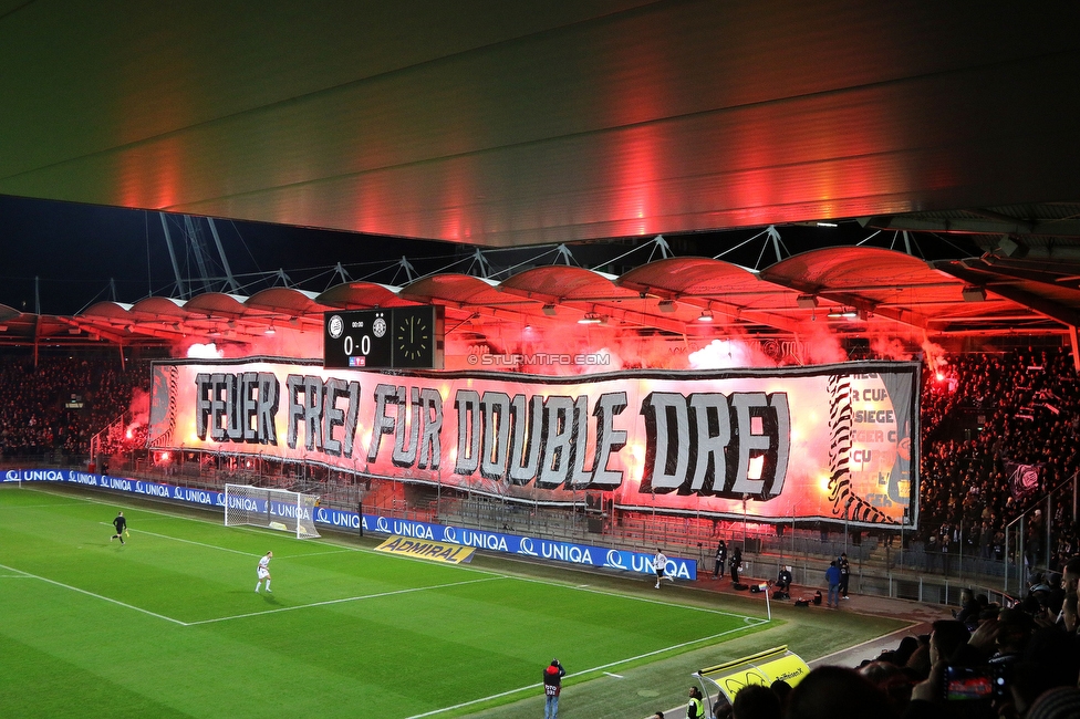 Sturm Graz - Austria Wien
OEFB Cup, Viertelfinale, SK Sturm Graz - FK Austria Wien, Stadion Liebenau Graz, 01.02.2025. 

Foto zeigt Fans von Sturm mit einer Choreografie
Schlüsselwörter: pyrotechnik