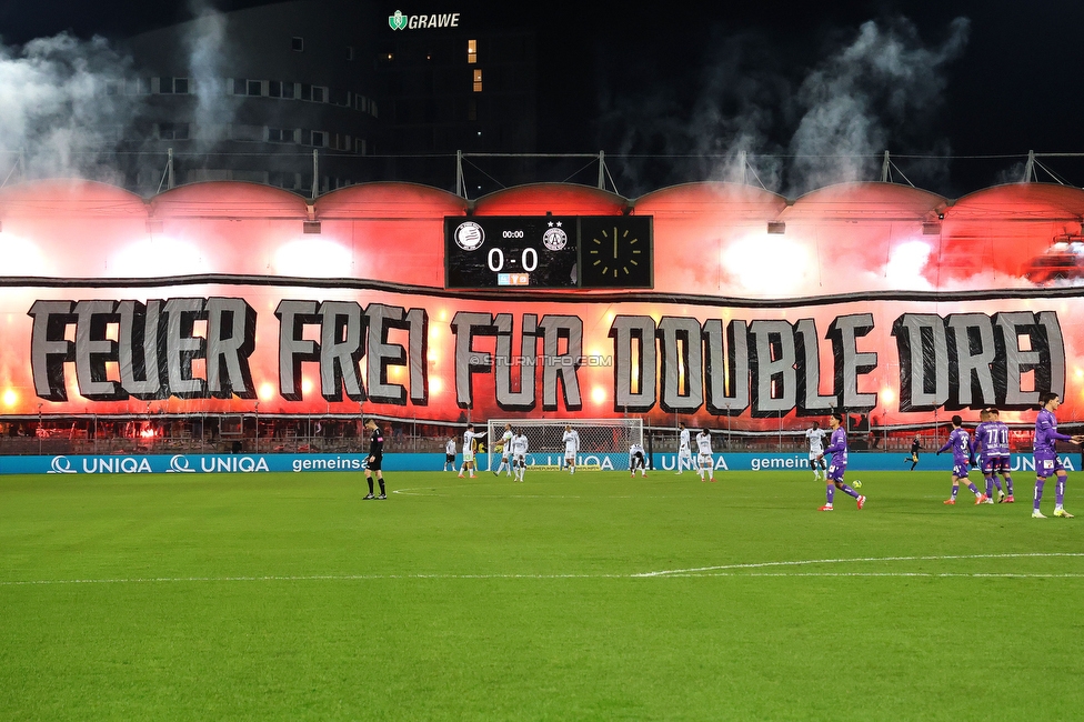 Sturm Graz - Austria Wien
OEFB Cup, Viertelfinale, SK Sturm Graz - FK Austria Wien, Stadion Liebenau Graz, 01.02.2025. 

Foto zeigt Fans von Sturm mit einer Choreografie
Schlüsselwörter: pyrotechnik