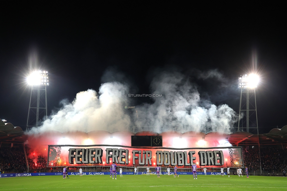 Sturm Graz - Austria Wien
OEFB Cup, Viertelfinale, SK Sturm Graz - FK Austria Wien, Stadion Liebenau Graz, 01.02.2025. 

Foto zeigt Fans von Sturm mit einer Choreografie
Schlüsselwörter: pyrotechnik