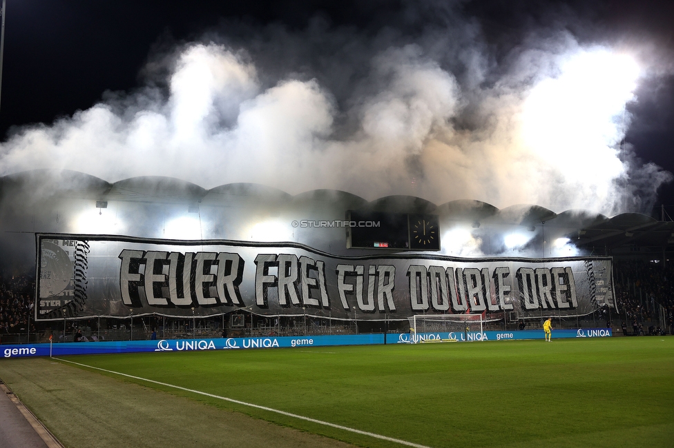 Sturm Graz - Austria Wien
OEFB Cup, Viertelfinale, SK Sturm Graz - FK Austria Wien, Stadion Liebenau Graz, 01.02.2025. 

Foto zeigt Fans von Sturm mit einer Choreografie
