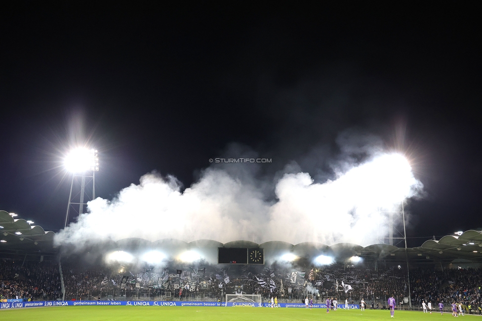 Sturm Graz - Austria Wien
OEFB Cup, Viertelfinale, SK Sturm Graz - FK Austria Wien, Stadion Liebenau Graz, 01.02.2025. 

Foto zeigt Fans von Sturm mit einer Choreografie
Schlüsselwörter: pyrotechnik