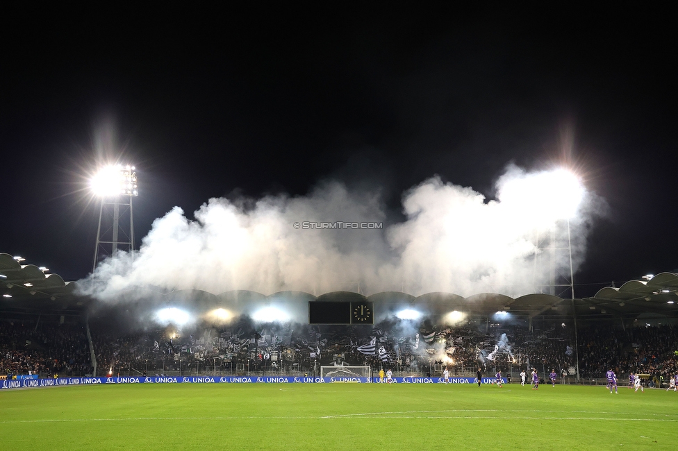 Sturm Graz - Austria Wien
OEFB Cup, Viertelfinale, SK Sturm Graz - FK Austria Wien, Stadion Liebenau Graz, 01.02.2025. 

Foto zeigt Fans von Sturm mit einer Choreografie
Schlüsselwörter: pyrotechnik