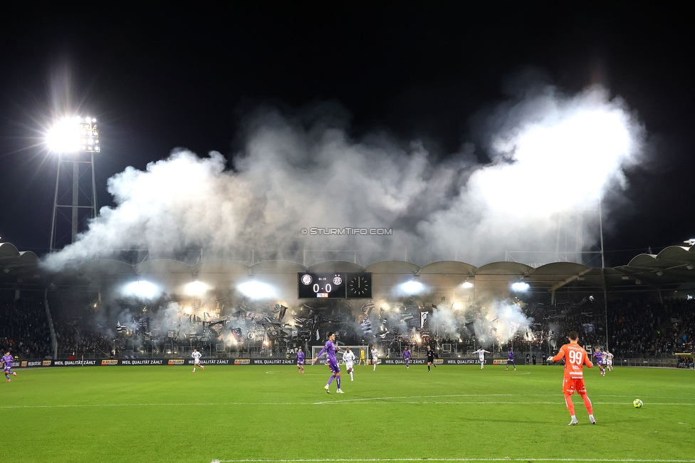 Sturm Graz - Austria Wien
OEFB Cup, Viertelfinale, SK Sturm Graz - FK Austria Wien, Stadion Liebenau Graz, 01.02.2025. 

Foto zeigt Fans von Sturm mit einer Choreografie
Schlüsselwörter: pyrotechnik