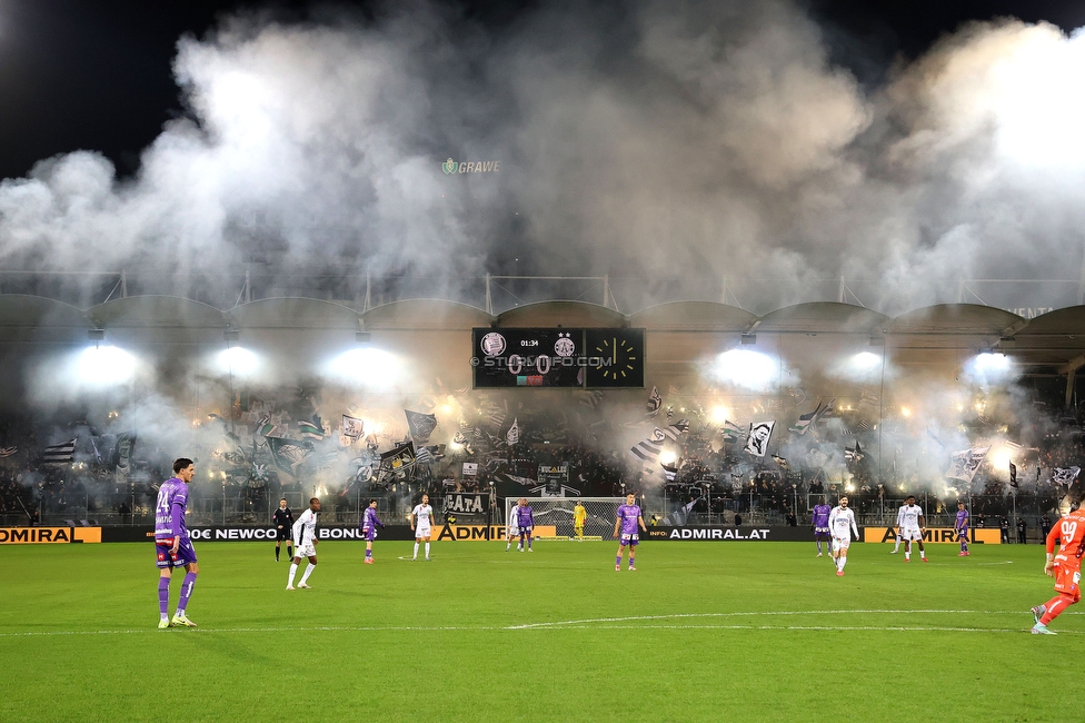 Sturm Graz - Austria Wien
OEFB Cup, Viertelfinale, SK Sturm Graz - FK Austria Wien, Stadion Liebenau Graz, 01.02.2025. 

Foto zeigt Fans von Sturm mit einer Choreografie
Schlüsselwörter: pyrotechnik