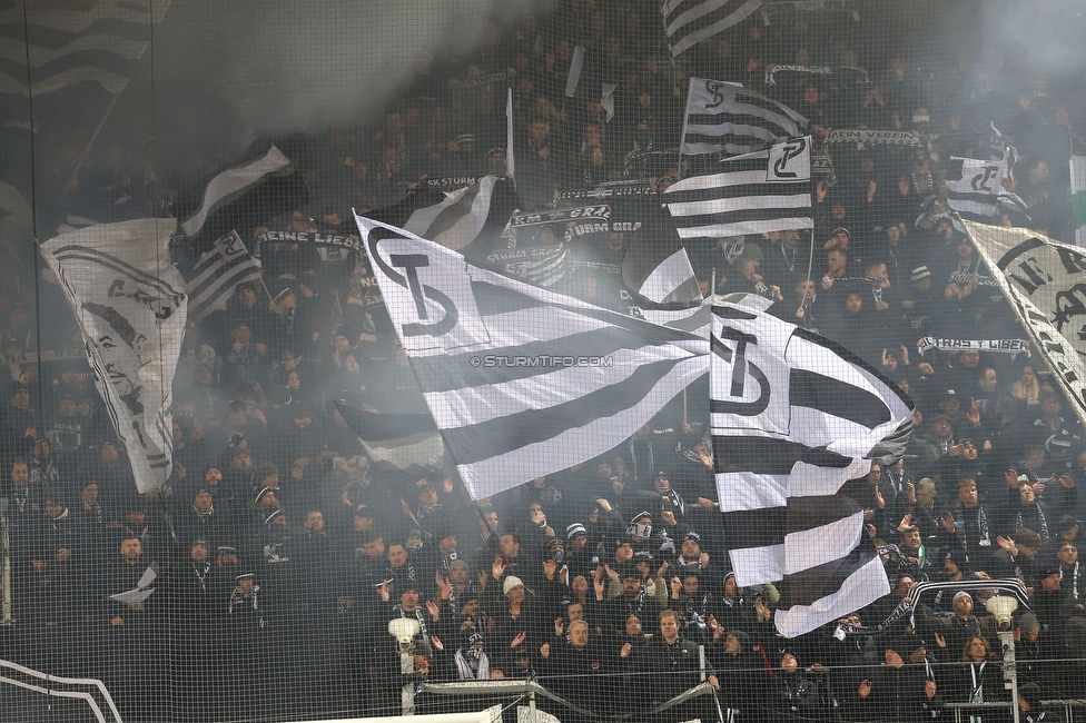 Sturm Graz - Austria Wien
OEFB Cup, Viertelfinale, SK Sturm Graz - FK Austria Wien, Stadion Liebenau Graz, 01.02.2025. 

Foto zeigt Fans von Sturm mit einer Choreografie
Schlüsselwörter: pyrotechnik