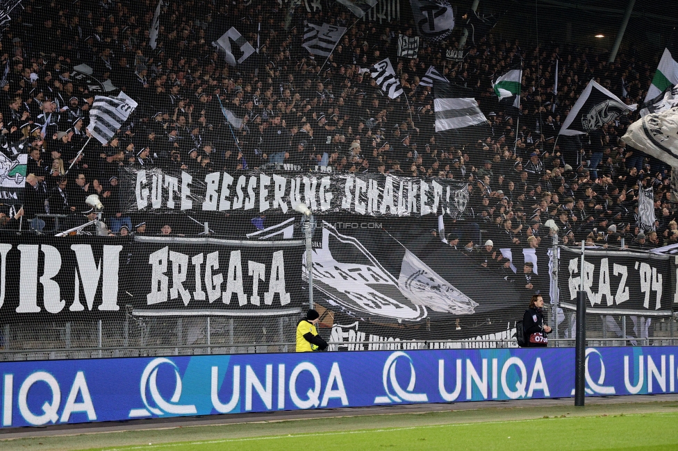 Sturm Graz - Austria Wien
OEFB Cup, Viertelfinale, SK Sturm Graz - FK Austria Wien, Stadion Liebenau Graz, 01.02.2025. 

Foto zeigt Fans von Sturm mit einem Spruchband
Schlüsselwörter: brigata