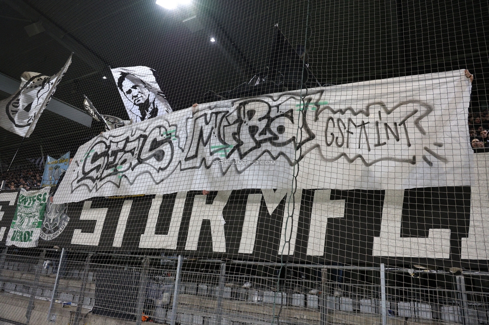 Sturm Graz - Austria Wien
OEFB Cup, Viertelfinale, SK Sturm Graz - FK Austria Wien, Stadion Liebenau Graz, 01.02.2025. 

Foto zeigt Fans von Sturm mit einem Spruchband
Schlüsselwörter: sturmflut