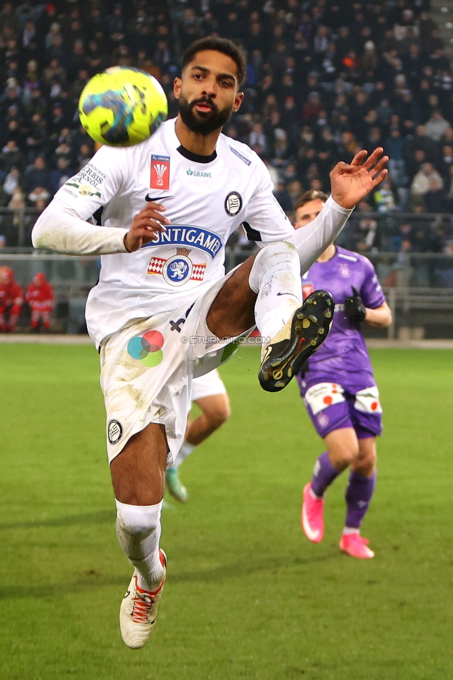 Sturm Graz - Austria Wien
OEFB Cup, Viertelfinale, SK Sturm Graz - FK Austria Wien, Stadion Liebenau Graz, 01.02.2025. 

Foto zeigt Gregory Wuethrich (Sturm)
