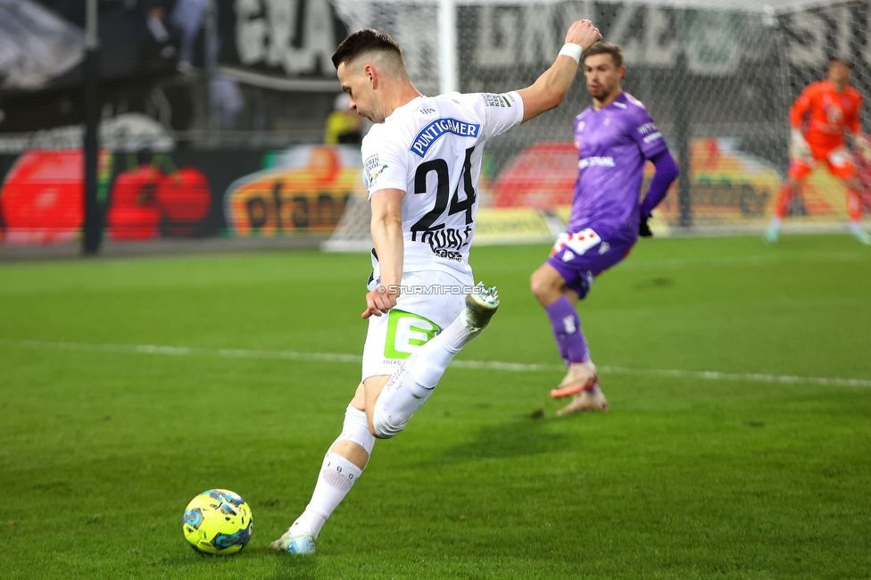 Sturm Graz - Austria Wien
OEFB Cup, Viertelfinale, SK Sturm Graz - FK Austria Wien, Stadion Liebenau Graz, 01.02.2025. 

Foto zeigt Dimitri Lavalee (Sturm)
