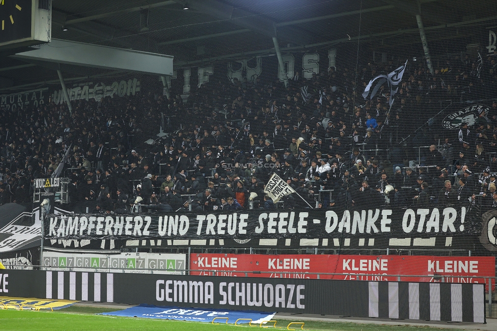 Sturm Graz - Austria Wien
Oesterreichische Fussball Bundesliga, 17. Runde, SK Sturm Graz - FK Austria Wien, Stadion Liebenau Graz, 07.02.2025. 

Foto zeigt Fans von Sturm mit einem Spruchband
