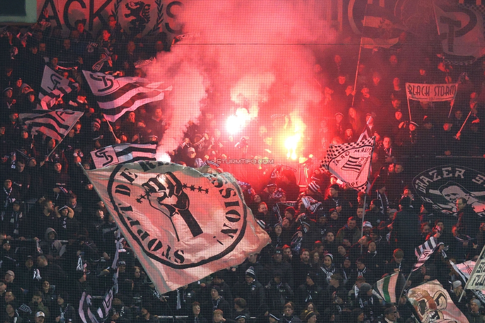 Sturm Graz - Austria Wien
Oesterreichische Fussball Bundesliga, 17. Runde, SK Sturm Graz - FK Austria Wien, Stadion Liebenau Graz, 07.02.2025. 

Foto zeigt Fans von Sturm
