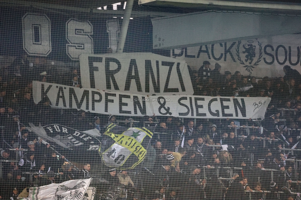 Sturm Graz - Austria Wien
Oesterreichische Fussball Bundesliga, 17. Runde, SK Sturm Graz - FK Austria Wien, Stadion Liebenau Graz, 07.02.2025. 

Foto zeigt Fans von Sturm mit einem Spruchband
