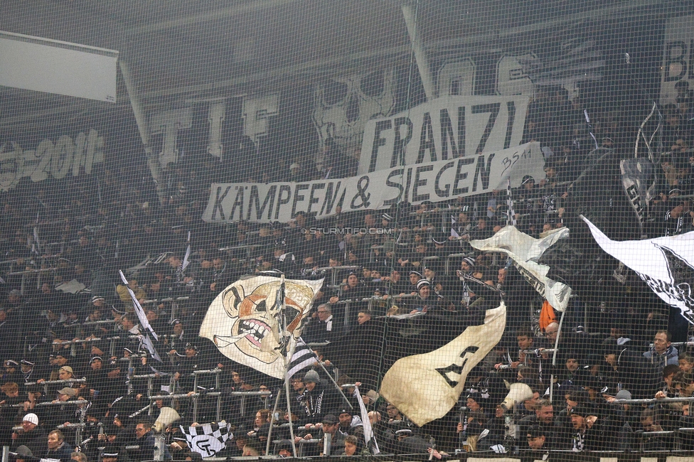 Sturm Graz - Austria Wien
Oesterreichische Fussball Bundesliga, 17. Runde, SK Sturm Graz - FK Austria Wien, Stadion Liebenau Graz, 07.02.2025. 

Foto zeigt Fans von Sturm mit einem Spruchband
