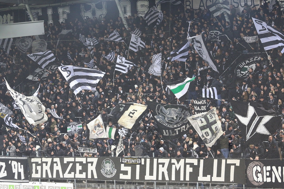 Sturm Graz - Austria Wien
Oesterreichische Fussball Bundesliga, 17. Runde, SK Sturm Graz - FK Austria Wien, Stadion Liebenau Graz, 07.02.2025. 

Foto zeigt Fans von Sturm
