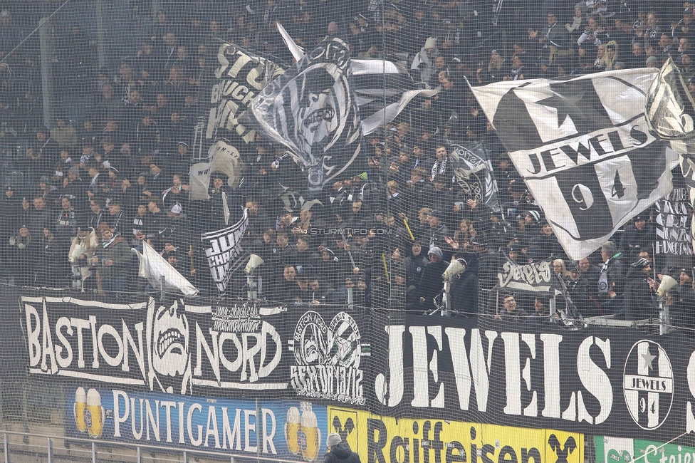 Sturm Graz - Austria Wien
Oesterreichische Fussball Bundesliga, 17. Runde, SK Sturm Graz - FK Austria Wien, Stadion Liebenau Graz, 07.02.2025. 

Foto zeigt Fans von Sturm
