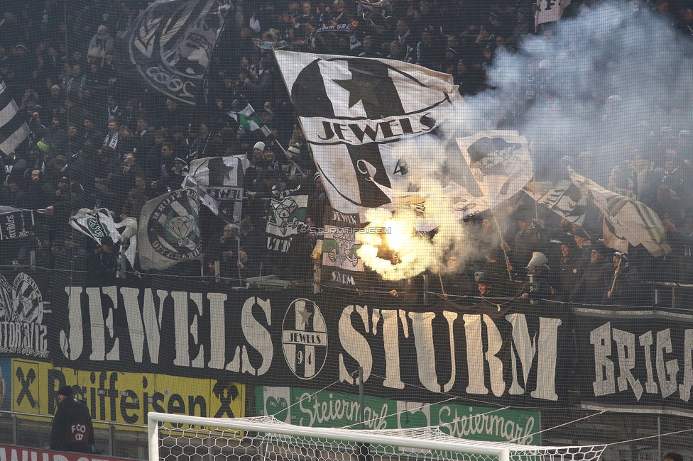 Sturm Graz - Austria Wien
Oesterreichische Fussball Bundesliga, 17. Runde, SK Sturm Graz - FK Austria Wien, Stadion Liebenau Graz, 07.02.2025. 

Foto zeigt Fans von Sturm
