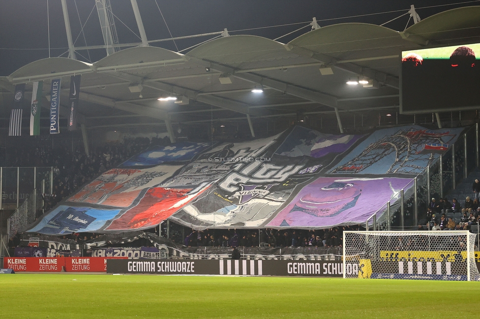 Sturm Graz - Austria Wien
Oesterreichische Fussball Bundesliga, 17. Runde, SK Sturm Graz - FK Austria Wien, Stadion Liebenau Graz, 07.02.2025. 

Foto zeigt Fans von Austria Wien mit einer Choreografie
