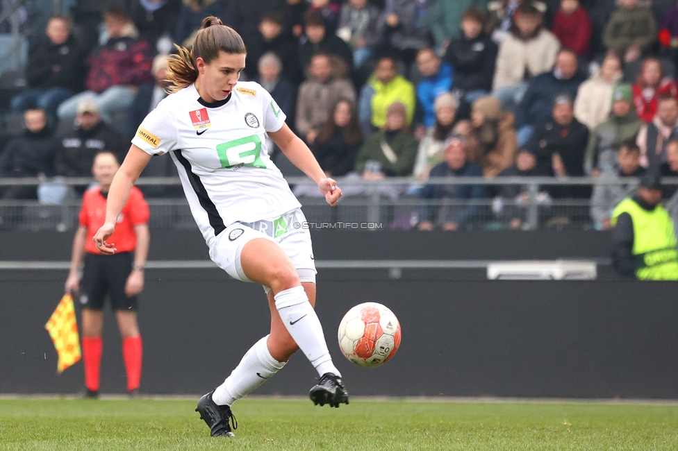 Sturm Graz Damen - St. Poelten
SPORTLAND Niederoesterreich Frauen Cup, Viertelfinale, SK Sturm Graz Damen - spusu SKN St. Poelten Rush, Stadion Liebenau Graz, 09.02.2025. 

Foto zeigt Laura Riesenbeck (Sturm Damen)
