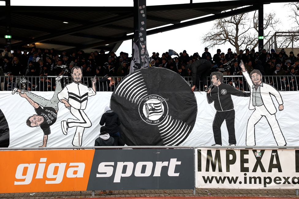 Wolfsberg - Sturm Graz
Oesterreichische Fussball Bundesliga, 18. Runde, Wolfsberger AC - SK Sturm Graz, Lavanttal Arena Wolfsberg, 15.02.2025. 

Foto zeigt Fans von Sturm mit einer Choreografie
