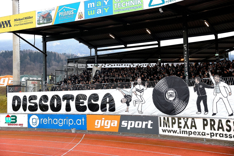 Wolfsberg - Sturm Graz
Oesterreichische Fussball Bundesliga, 18. Runde, Wolfsberger AC - SK Sturm Graz, Lavanttal Arena Wolfsberg, 15.02.2025. 

Foto zeigt Fans von Sturm mit einer Choreografie
Schlüsselwörter: sturmflut