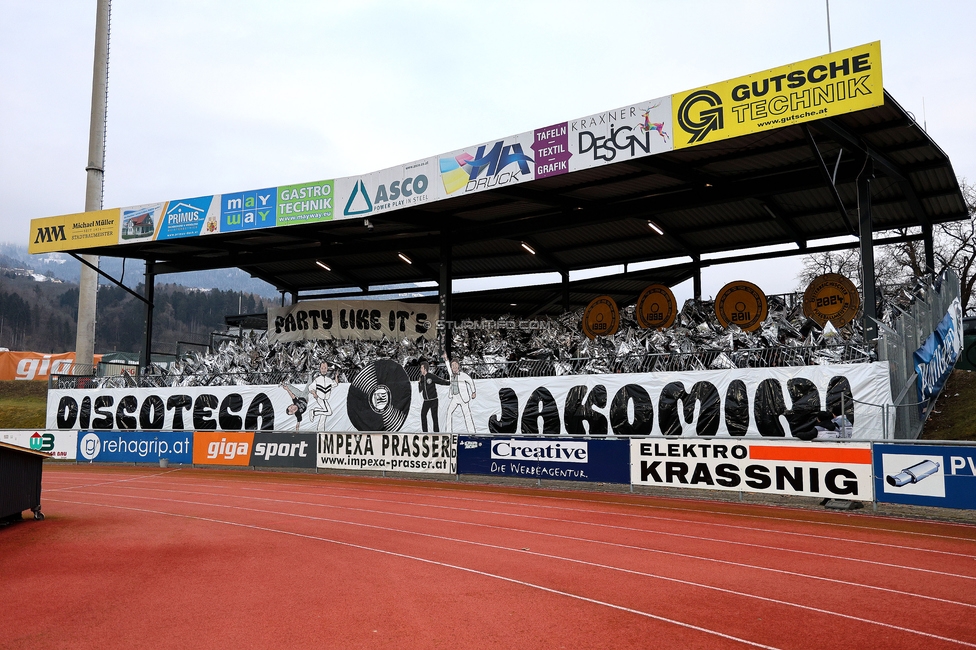 Wolfsberg - Sturm Graz
Oesterreichische Fussball Bundesliga, 18. Runde, Wolfsberger AC - SK Sturm Graz, Lavanttal Arena Wolfsberg, 15.02.2025. 

Foto zeigt Fans von Sturm mit einer Choreografie
Schlüsselwörter: sturmflut