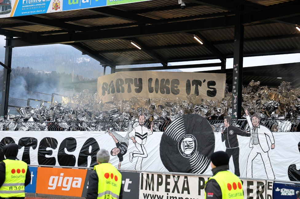 Wolfsberg - Sturm Graz
Oesterreichische Fussball Bundesliga, 18. Runde, Wolfsberger AC - SK Sturm Graz, Lavanttal Arena Wolfsberg, 15.02.2025. 

Foto zeigt Fans von Sturm mit einer Choreografie
Schlüsselwörter: sturmflut