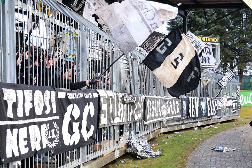 Wolfsberg - Sturm Graz
Oesterreichische Fussball Bundesliga, 18. Runde, Wolfsberger AC - SK Sturm Graz, Lavanttal Arena Wolfsberg, 15.02.2025. 

Foto zeigt Fans von Sturm
