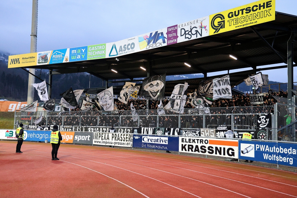 Wolfsberg - Sturm Graz
Oesterreichische Fussball Bundesliga, 18. Runde, Wolfsberger AC - SK Sturm Graz, Lavanttal Arena Wolfsberg, 15.02.2025. 

Foto zeigt Fans von Sturm
