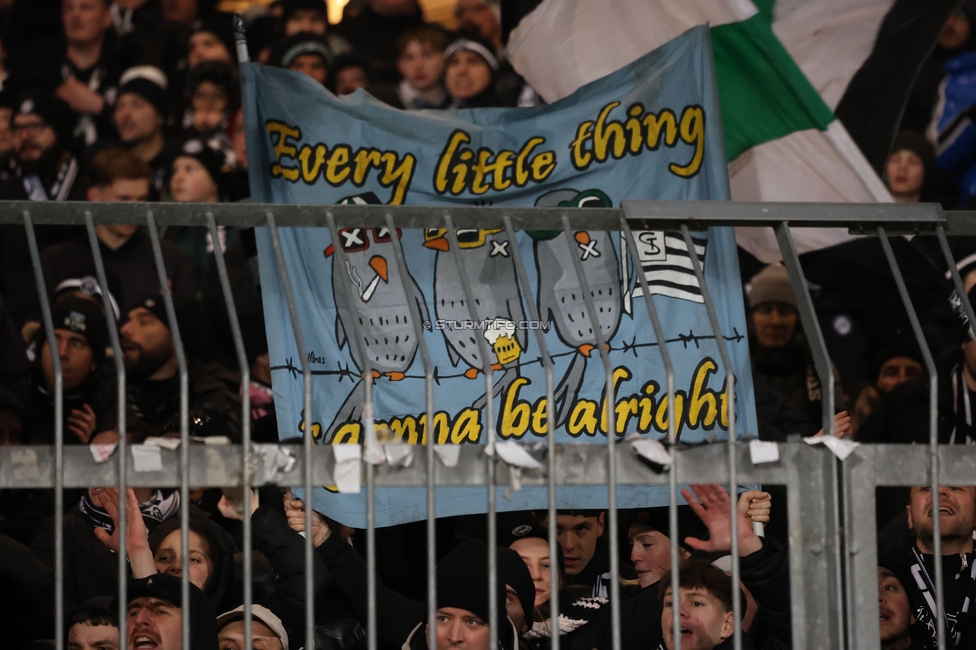 Wolfsberg - Sturm Graz
Oesterreichische Fussball Bundesliga, 18. Runde, Wolfsberger AC - SK Sturm Graz, Lavanttal Arena Wolfsberg, 15.02.2025. 

Foto zeigt Fans von Sturm
