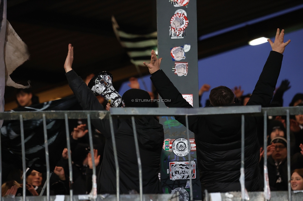 Wolfsberg - Sturm Graz
Oesterreichische Fussball Bundesliga, 18. Runde, Wolfsberger AC - SK Sturm Graz, Lavanttal Arena Wolfsberg, 15.02.2025. 

Foto zeigt Fans von Sturm
