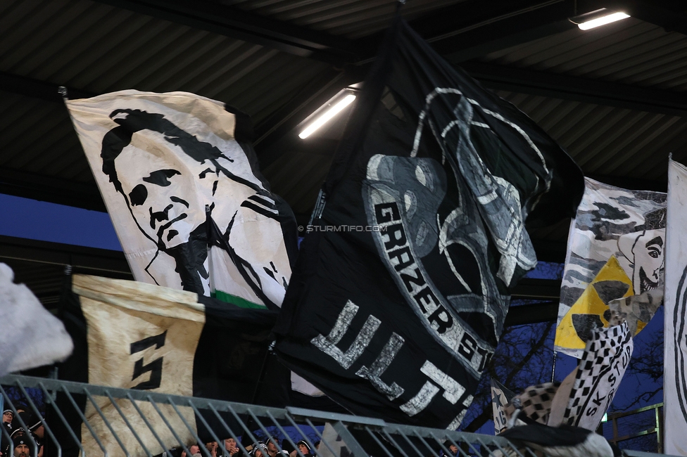 Wolfsberg - Sturm Graz
Oesterreichische Fussball Bundesliga, 18. Runde, Wolfsberger AC - SK Sturm Graz, Lavanttal Arena Wolfsberg, 15.02.2025. 

Foto zeigt Fans von Sturm
