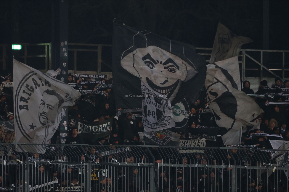 Wolfsberg - Sturm Graz
Oesterreichische Fussball Bundesliga, 18. Runde, Wolfsberger AC - SK Sturm Graz, Lavanttal Arena Wolfsberg, 15.02.2025. 

Foto zeigt Fans von Sturm
