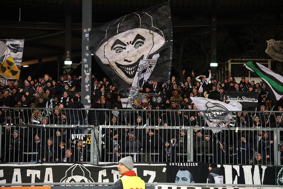 Wolfsberg - Sturm Graz
Oesterreichische Fussball Bundesliga, 18. Runde, Wolfsberger AC - SK Sturm Graz, Lavanttal Arena Wolfsberg, 15.02.2025. 

Foto zeigt Fans von Sturm
