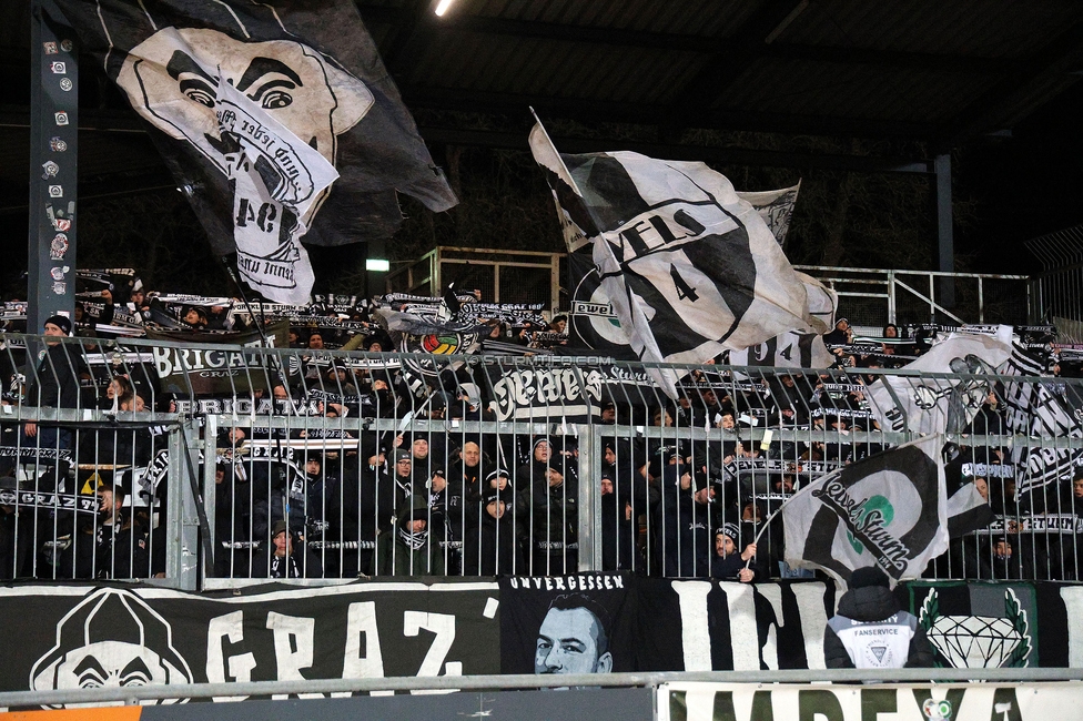 Wolfsberg - Sturm Graz
Oesterreichische Fussball Bundesliga, 18. Runde, Wolfsberger AC - SK Sturm Graz, Lavanttal Arena Wolfsberg, 15.02.2025. 

Foto zeigt Fans von Sturm
