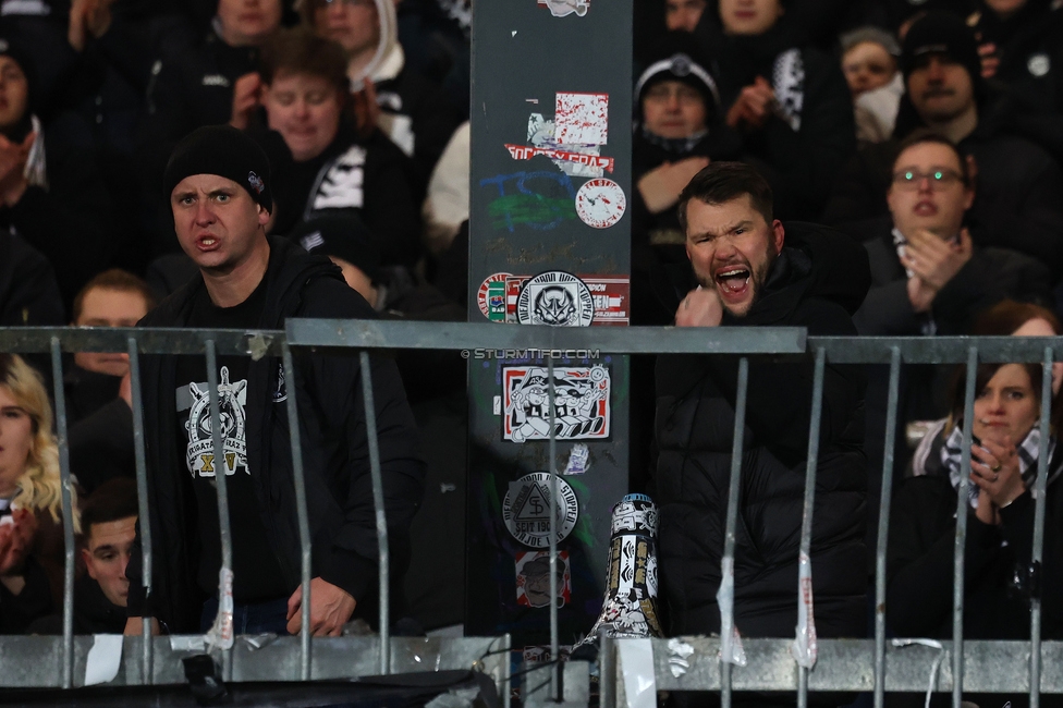 Wolfsberg - Sturm Graz
Oesterreichische Fussball Bundesliga, 18. Runde, Wolfsberger AC - SK Sturm Graz, Lavanttal Arena Wolfsberg, 15.02.2025. 

Foto zeigt Fans von Sturm
