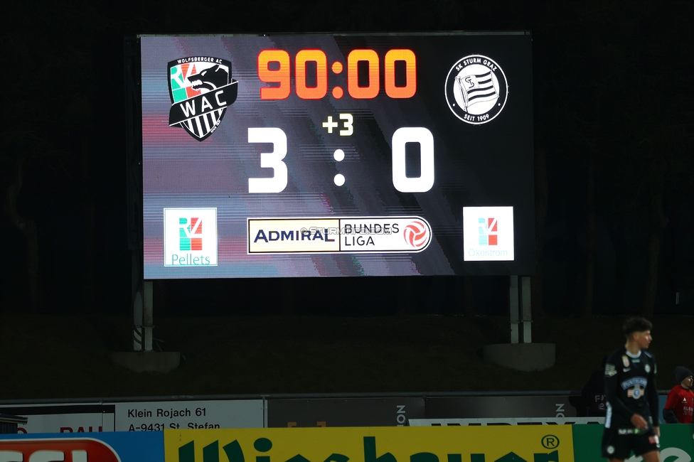 Wolfsberg - Sturm Graz
Oesterreichische Fussball Bundesliga, 18. Runde, Wolfsberger AC - SK Sturm Graz, Lavanttal Arena Wolfsberg, 15.02.2025. 

Foto zeigt den Endstand
