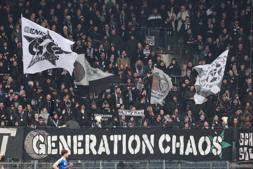 Sturm Graz - Blau-Weiss Linz
Oesterreichische Fussball Bundesliga, 19. Runde, SK Sturm Graz - FC Blau-Weiss Linz, Stadion Liebenau Graz, 23.02.2025. 

Foto zeigt Fans von Sturm
Schlüsselwörter: generationchaos