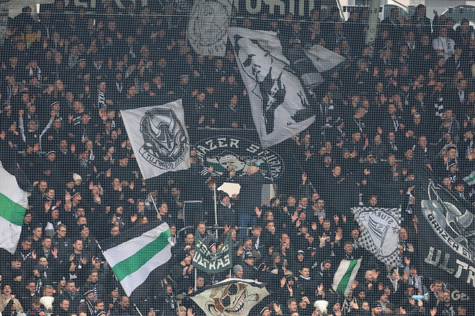 Sturm Graz - Blau-Weiss Linz
Oesterreichische Fussball Bundesliga, 19. Runde, SK Sturm Graz - FC Blau-Weiss Linz, Stadion Liebenau Graz, 23.02.2025. 

Foto zeigt Fans von Sturm
