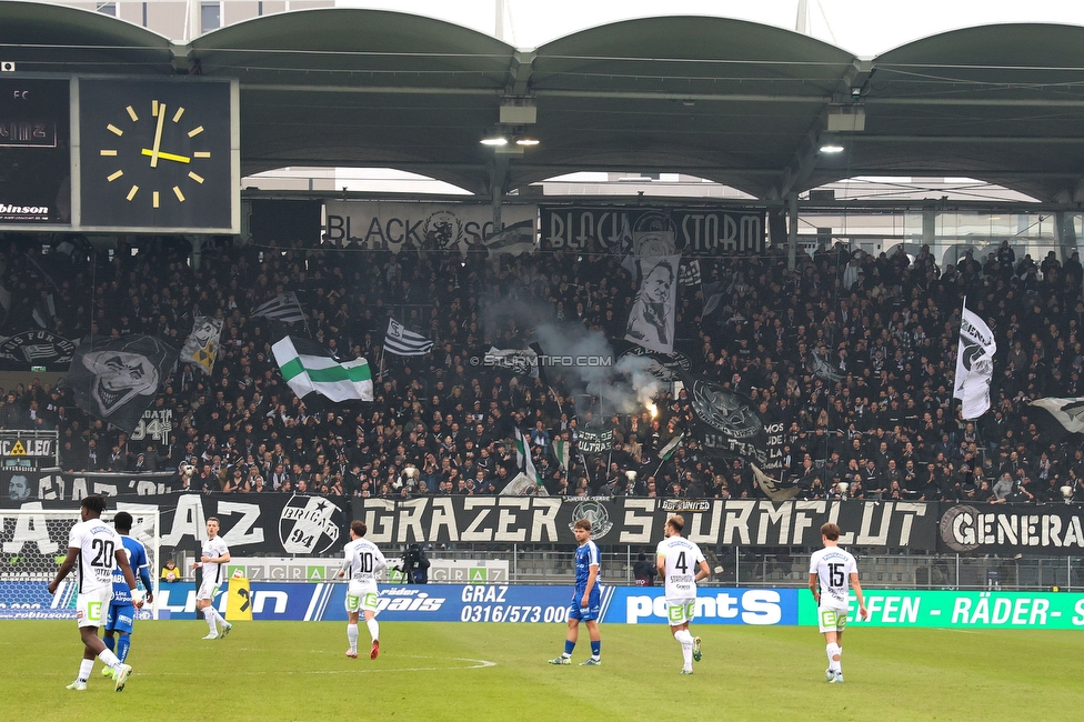 Sturm Graz - Blau-Weiss Linz
Oesterreichische Fussball Bundesliga, 19. Runde, SK Sturm Graz - FC Blau-Weiss Linz, Stadion Liebenau Graz, 23.02.2025. 

Foto zeigt Fans von Sturm
Schlüsselwörter: pyrotechnik