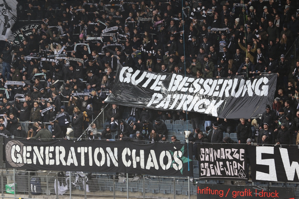 Sturm Graz - Blau-Weiss Linz
Oesterreichische Fussball Bundesliga, 19. Runde, SK Sturm Graz - FC Blau-Weiss Linz, Stadion Liebenau Graz, 23.02.2025. 

Foto zeigt Fans von Sturm mit einem Spruchband
Schlüsselwörter: generationchaos