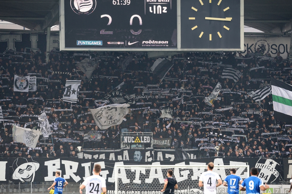 Sturm Graz - Blau-Weiss Linz
Oesterreichische Fussball Bundesliga, 19. Runde, SK Sturm Graz - FC Blau-Weiss Linz, Stadion Liebenau Graz, 23.02.2025. 

Foto zeigt Fans von Sturm
Schlüsselwörter: schals brigata