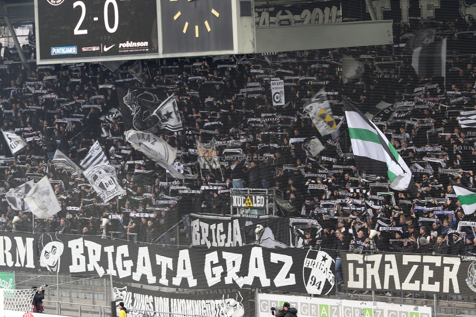 Sturm Graz - Blau-Weiss Linz
Oesterreichische Fussball Bundesliga, 19. Runde, SK Sturm Graz - FC Blau-Weiss Linz, Stadion Liebenau Graz, 23.02.2025. 

Foto zeigt Fans von Sturm
Schlüsselwörter: schals