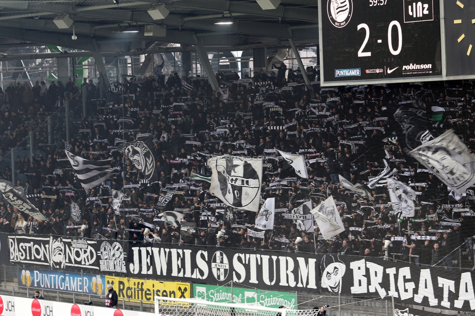 Sturm Graz - Blau-Weiss Linz
Oesterreichische Fussball Bundesliga, 19. Runde, SK Sturm Graz - FC Blau-Weiss Linz, Stadion Liebenau Graz, 23.02.2025. 

Foto zeigt Fans von Sturm
Schlüsselwörter: schals