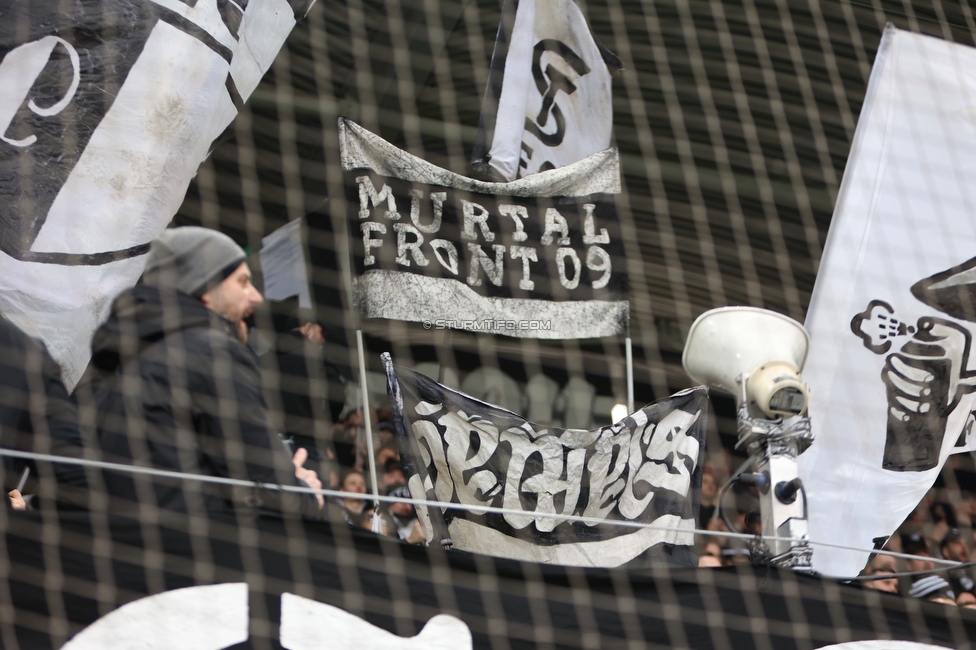 Sturm Graz - Blau-Weiss Linz
Oesterreichische Fussball Bundesliga, 19. Runde, SK Sturm Graz - FC Blau-Weiss Linz, Stadion Liebenau Graz, 23.02.2025. 

Foto zeigt Fans von Sturm
Schlüsselwörter: murtalfront