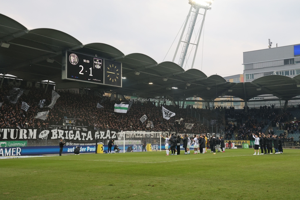 Sturm Graz - Blau-Weiss Linz
Oesterreichische Fussball Bundesliga, 19. Runde, SK Sturm Graz - FC Blau-Weiss Linz, Stadion Liebenau Graz, 23.02.2025. 

Foto zeigt Fans von Sturm und die Mannschaft von Sturm
