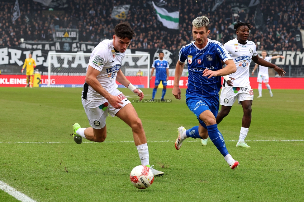 Sturm Graz - Blau-Weiss Linz
Oesterreichische Fussball Bundesliga, 19. Runde, SK Sturm Graz - FC Blau-Weiss Linz, Stadion Liebenau Graz, 23.02.2025. 

Foto zeigt Max Johnston (Sturm)
