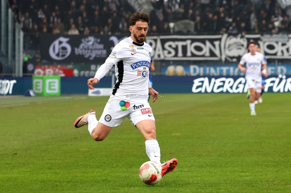 Sturm Graz - Blau-Weiss Linz
Oesterreichische Fussball Bundesliga, 19. Runde, SK Sturm Graz - FC Blau-Weiss Linz, Stadion Liebenau Graz, 23.02.2025. 

Foto zeigt Otar Kiteishvili (Sturm)
