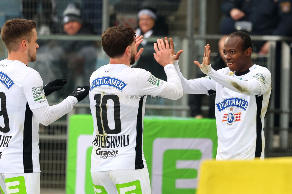 Sturm Graz - Blau-Weiss Linz
Oesterreichische Fussball Bundesliga, 19. Runde, SK Sturm Graz - FC Blau-Weiss Linz, Stadion Liebenau Graz, 23.02.2025. 

Foto zeigt Malick Junior Yalcouye (Sturm)
Schlüsselwörter: torjubel